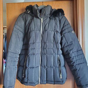 Womens XXL Calvin Klein Puffer Coat Black with Removable Hood